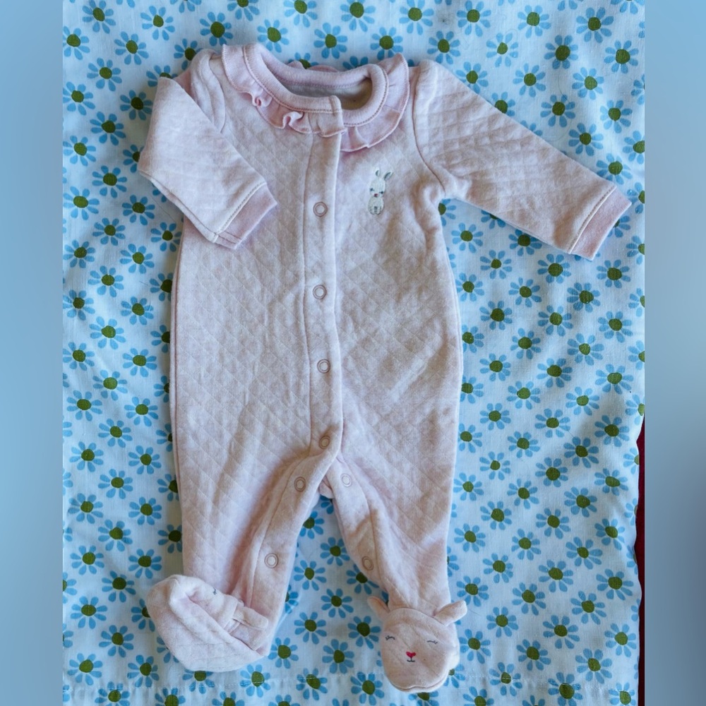 Just One You by Carter’s baby girl footie pajamas. Light pink quilted fabric 🩷